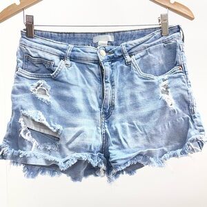 H&M Sky Blue Ripped Denim Shorts